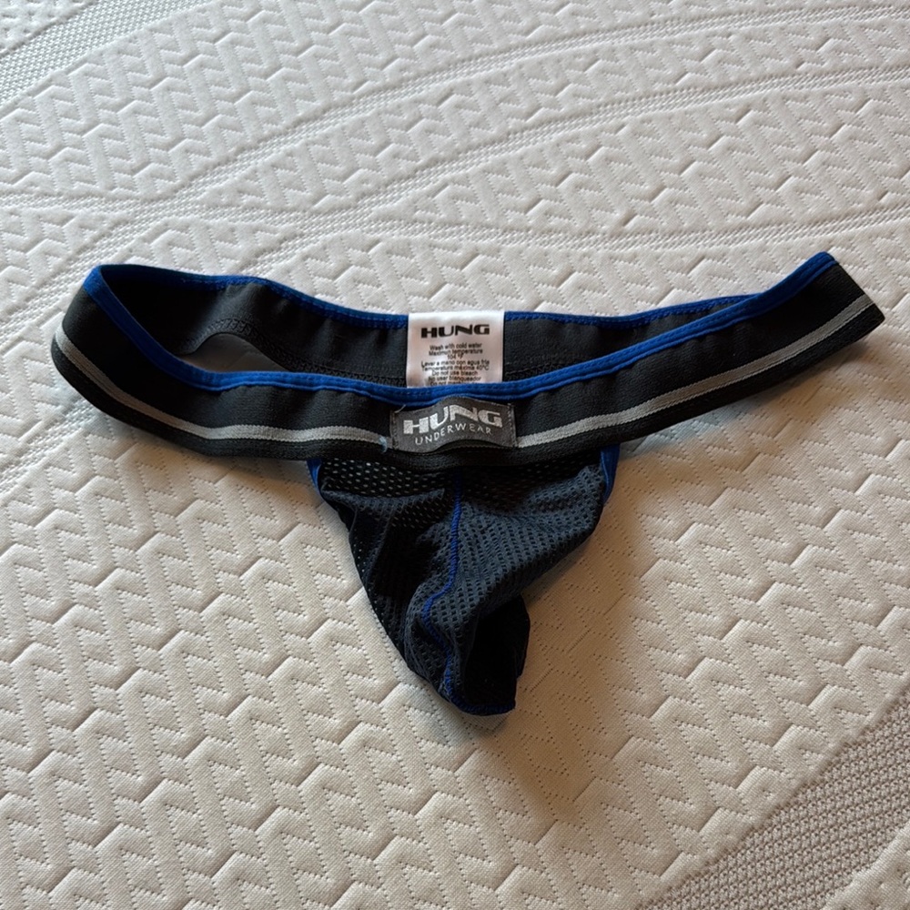 Hung suspend Black and Blue Jock